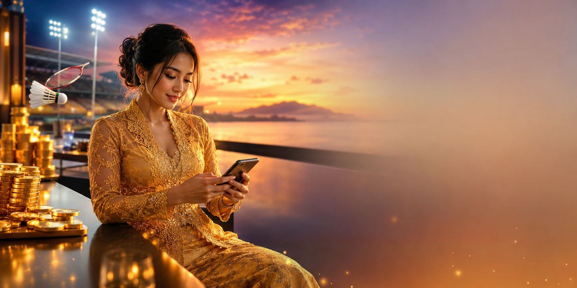 Pengguna berbaju kebaya di Kota Kinabalu menggunakan aplikasi kasino dan sukan 200000 di telefon pintar
