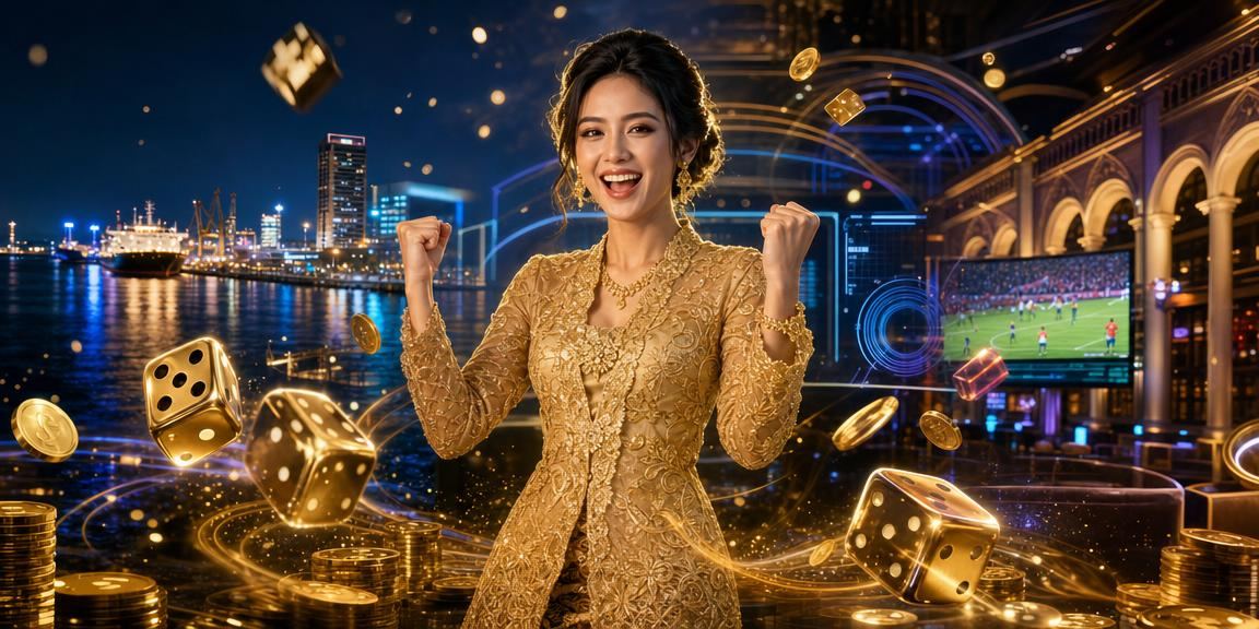 Pemain wanita berkebaya bermain permainan dadu jackpot bertema Malaysia